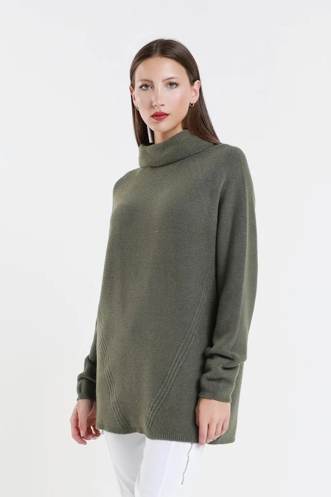 Jacqueline Seriously Soft LS Cowl Neck Tunic Sweater (BLS439)