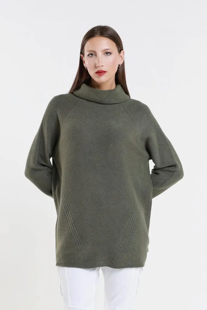 Jacqueline Seriously Soft LS Cowl Neck Tunic Sweater (BLS439)