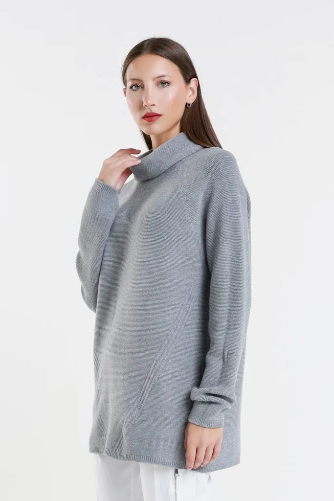 Jacqueline Seriously Soft LS Cowl Neck Tunic Sweater (BLS439)