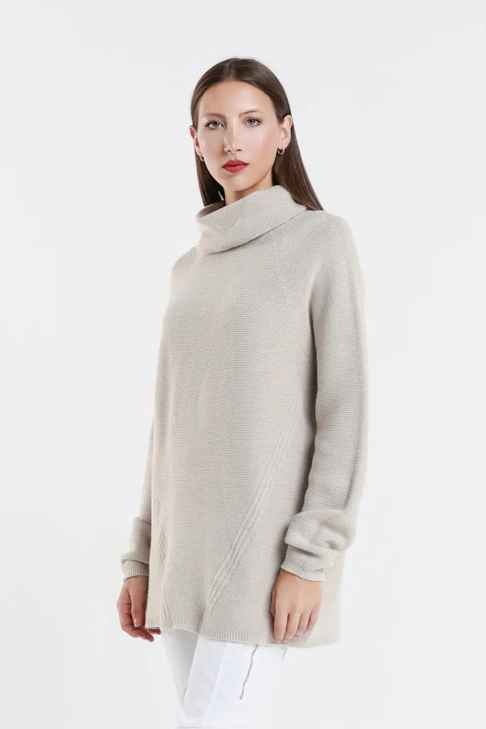 Jacqueline Seriously Soft LS Cowl Neck Tunic Sweater (BLS439)