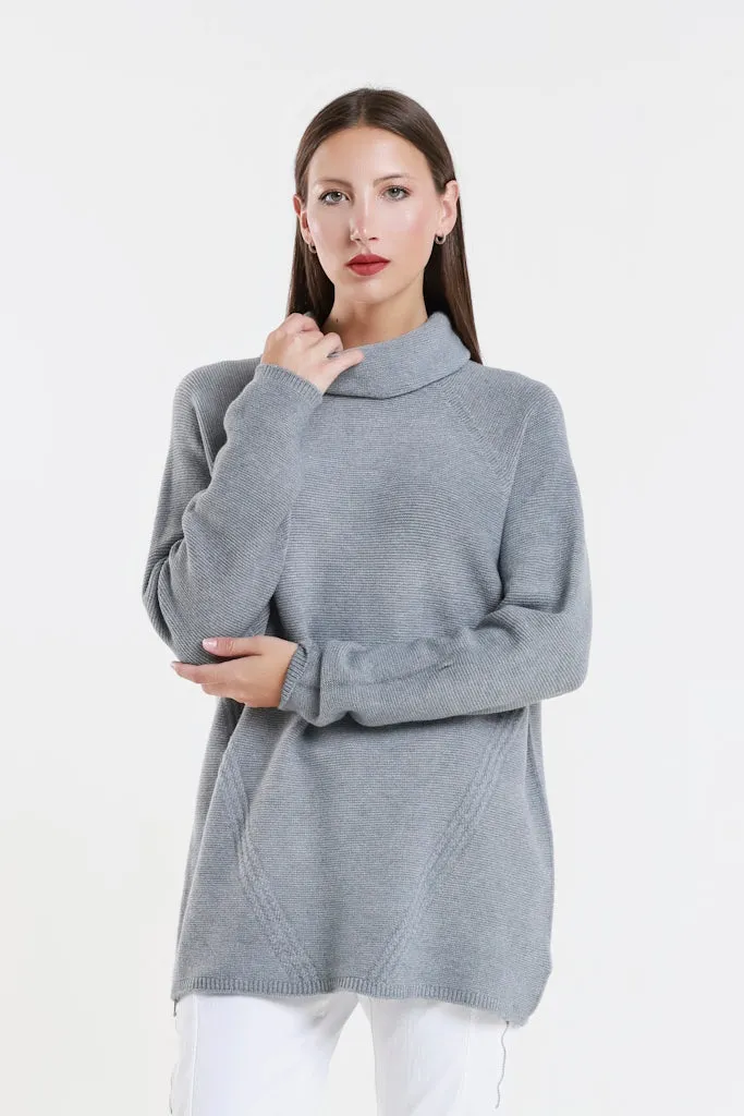 Jacqueline Seriously Soft LS Cowl Neck Tunic Sweater (BLS439)