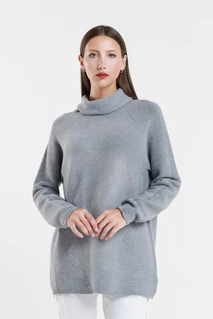 Jacqueline Seriously Soft LS Cowl Neck Tunic Sweater (BLS439)