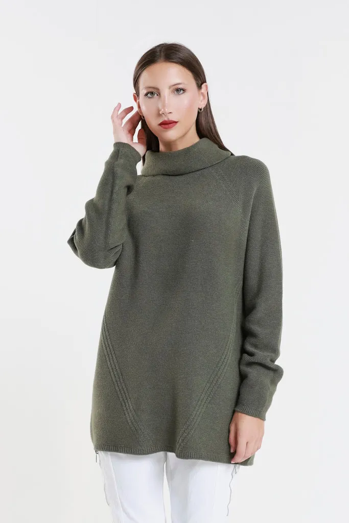 Jacqueline Seriously Soft LS Cowl Neck Tunic Sweater (BLS439)