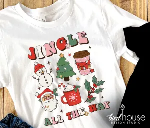 Jingle all the way Shirt, Cute Groovy Christmas Graphic Tee