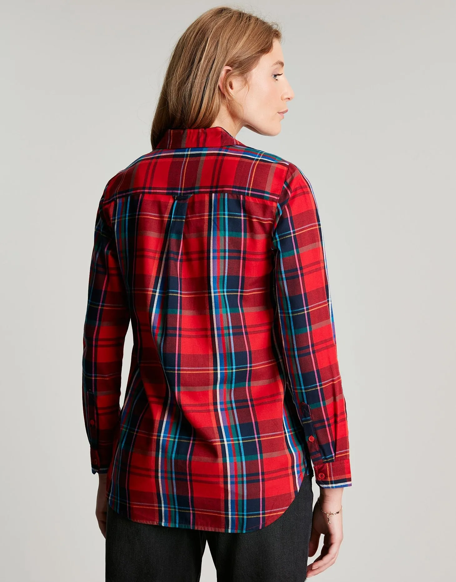 Joules | Lorena Longline Brushed Woven Shirt | Women's | Red Check