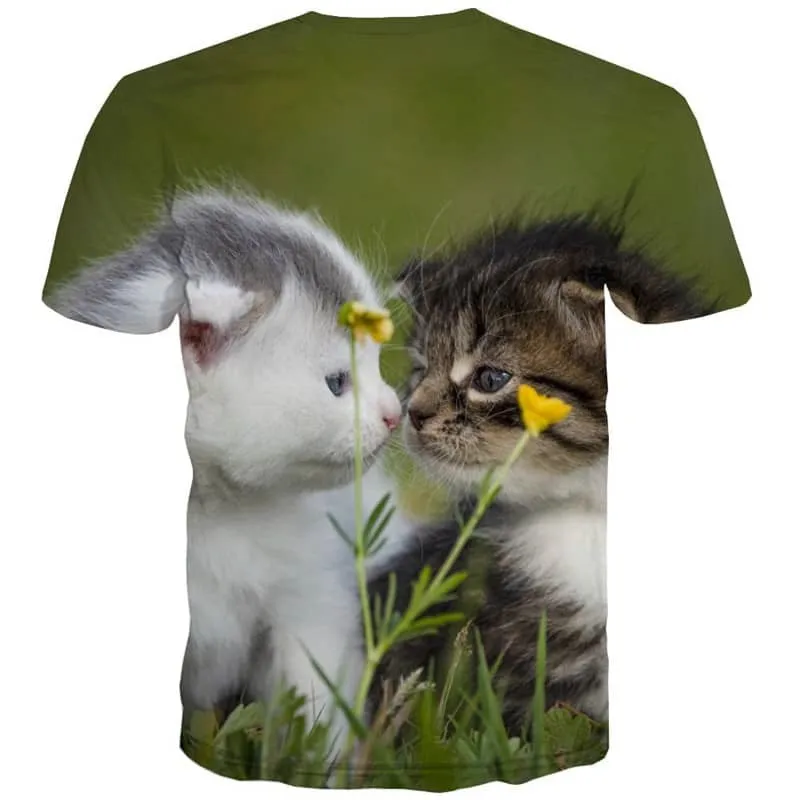 kitten tshirt cat tee top art costume pet Cool men