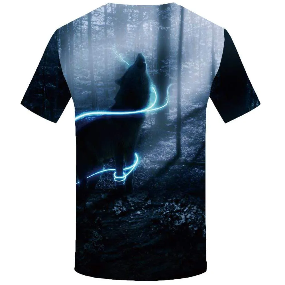 KYKU Brand Wolf T shirt Men Forest T-shirt 3d Lightning T shirts Funny Animal Tshirt Anime Tshirts Print Mens Fashion Casual