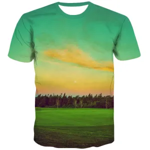 Lawn T-shirt Men Golf T-shirts Graphic Forest Tshirts Casual Natural Tshirts Novelty Game T shirts Funny