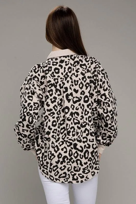 Leopard Corduroy Shacket