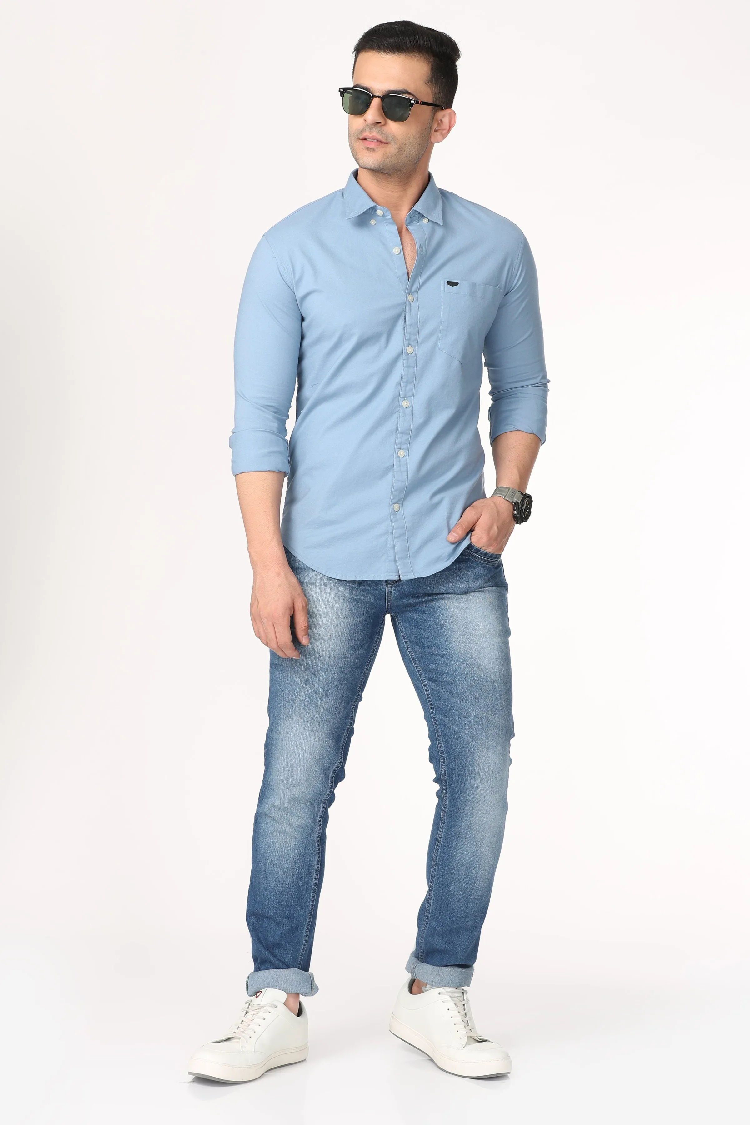 Light Blue Plain Full Sleeve Shirt