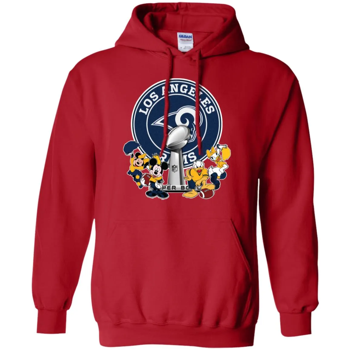 Los Angeles Rams Super Bowl 2019 Mickey Minnie Mouse Donald Daisy Duck Football Nfl Pullover Hoodie Sweatshirt