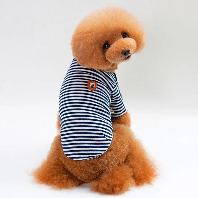 Lovely Striped Fine Design Summer Cotton Puppy Shirt