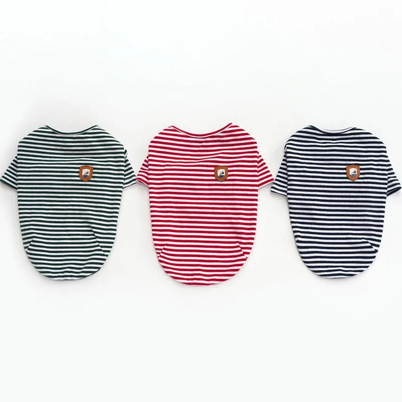 Lovely Striped Fine Design Summer Cotton Puppy Shirt