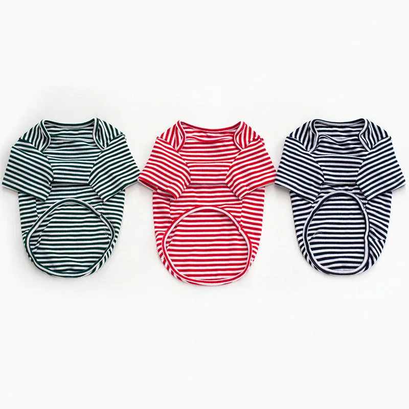 Lovely Striped Fine Design Summer Cotton Puppy Shirt