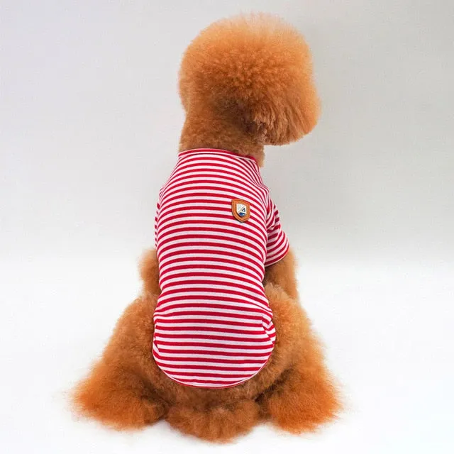 Lovely Striped Fine Design Summer Cotton Puppy Shirt