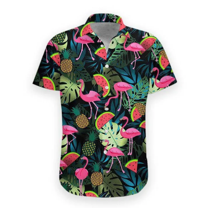 Lovelypod - 3D Flamingo Hawaii Shirt, Hawaiian Shirts for Men Short Sleeve Aloha Beach Shirt