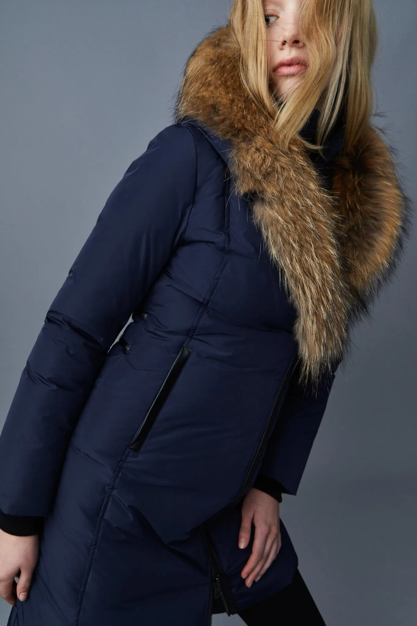 MACKAGE KAY-F - Down Coat With Natural Fur Signature Mackage Collar