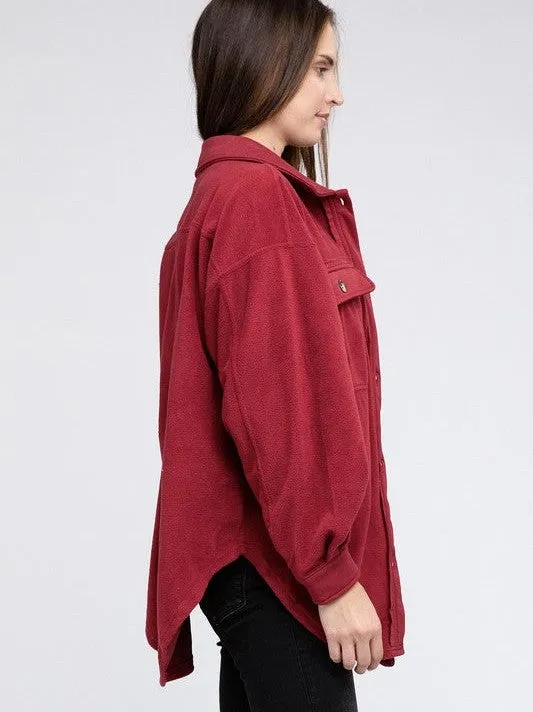 Making Sweater Weather Better Fleece Buttoned Down Oversized Shacket