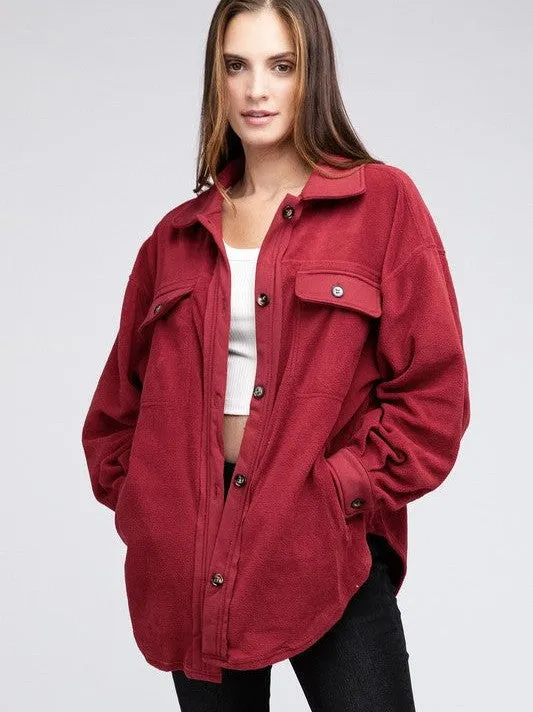 Making Sweater Weather Better Fleece Buttoned Down Oversized Shacket