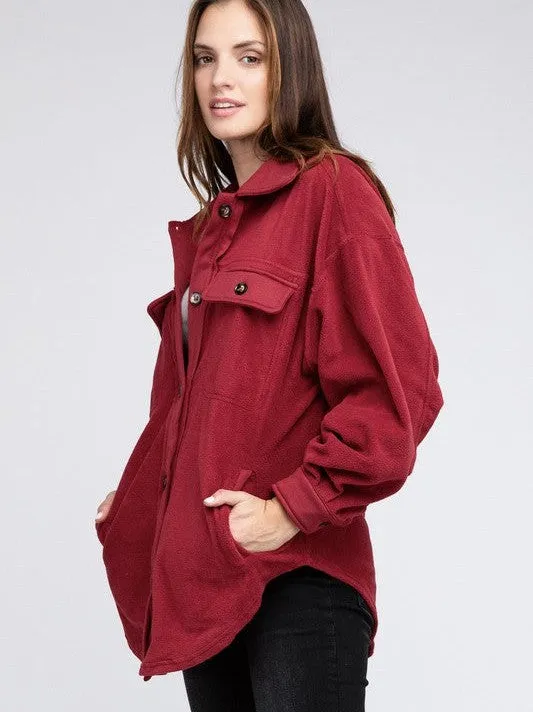 Making Sweater Weather Better Fleece Buttoned Down Oversized Shacket