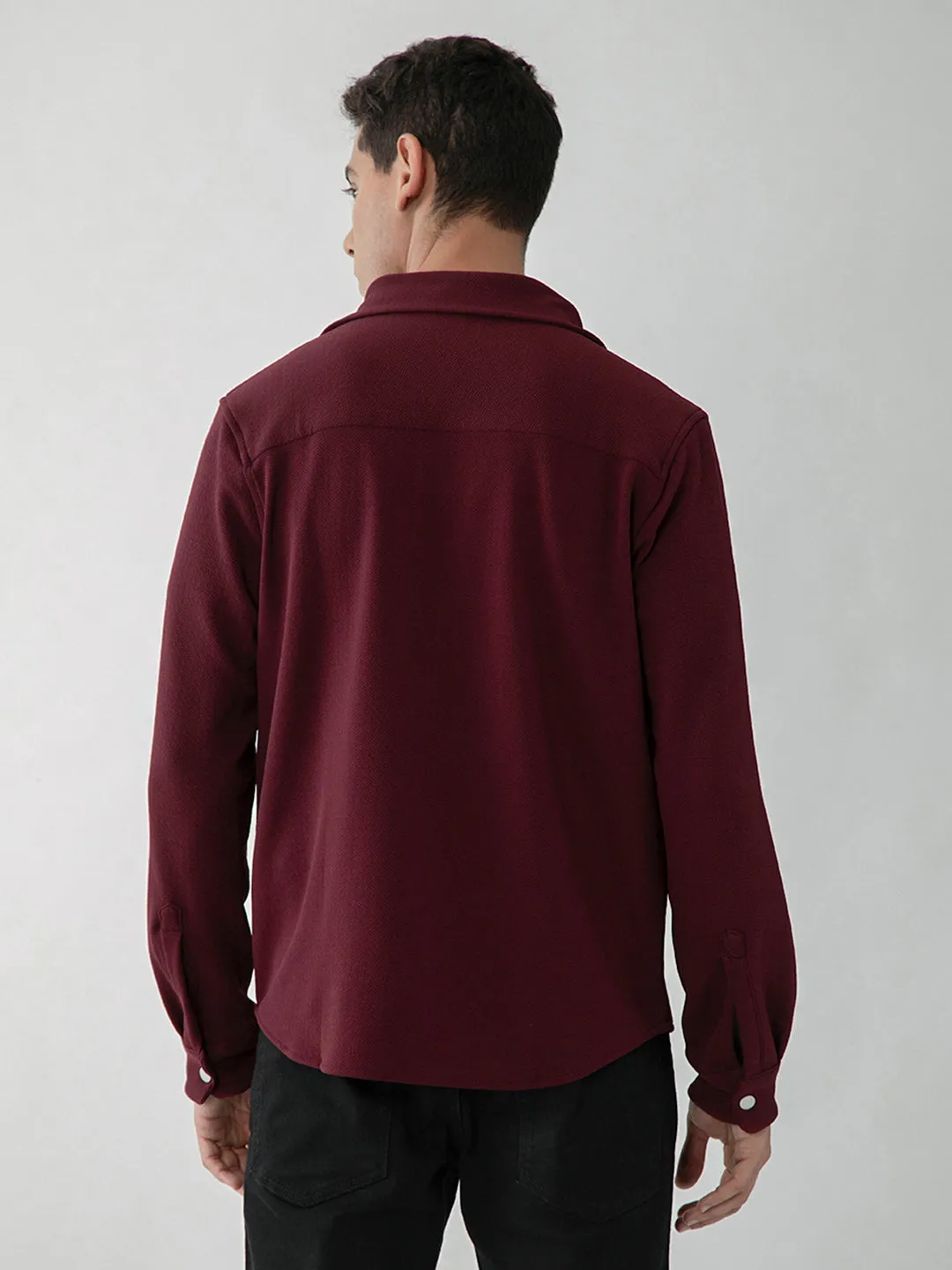 Maroon Plain Shacket