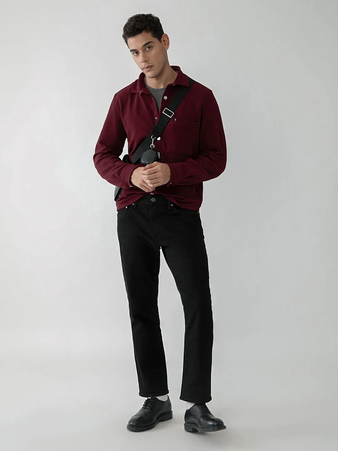 Maroon Plain Shacket