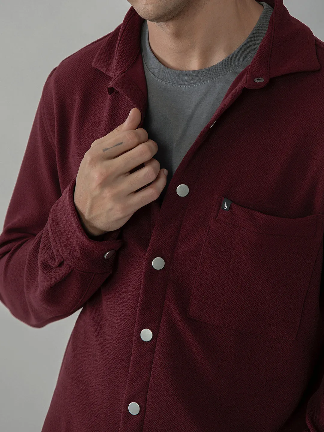 Maroon Plain Shacket