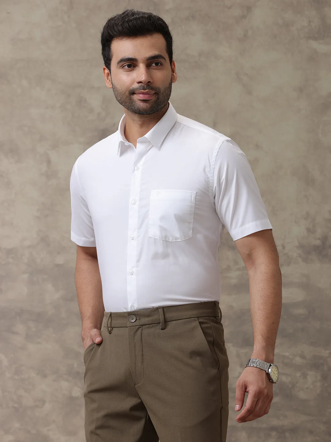 Men Giza Cotton White Shirt_4001