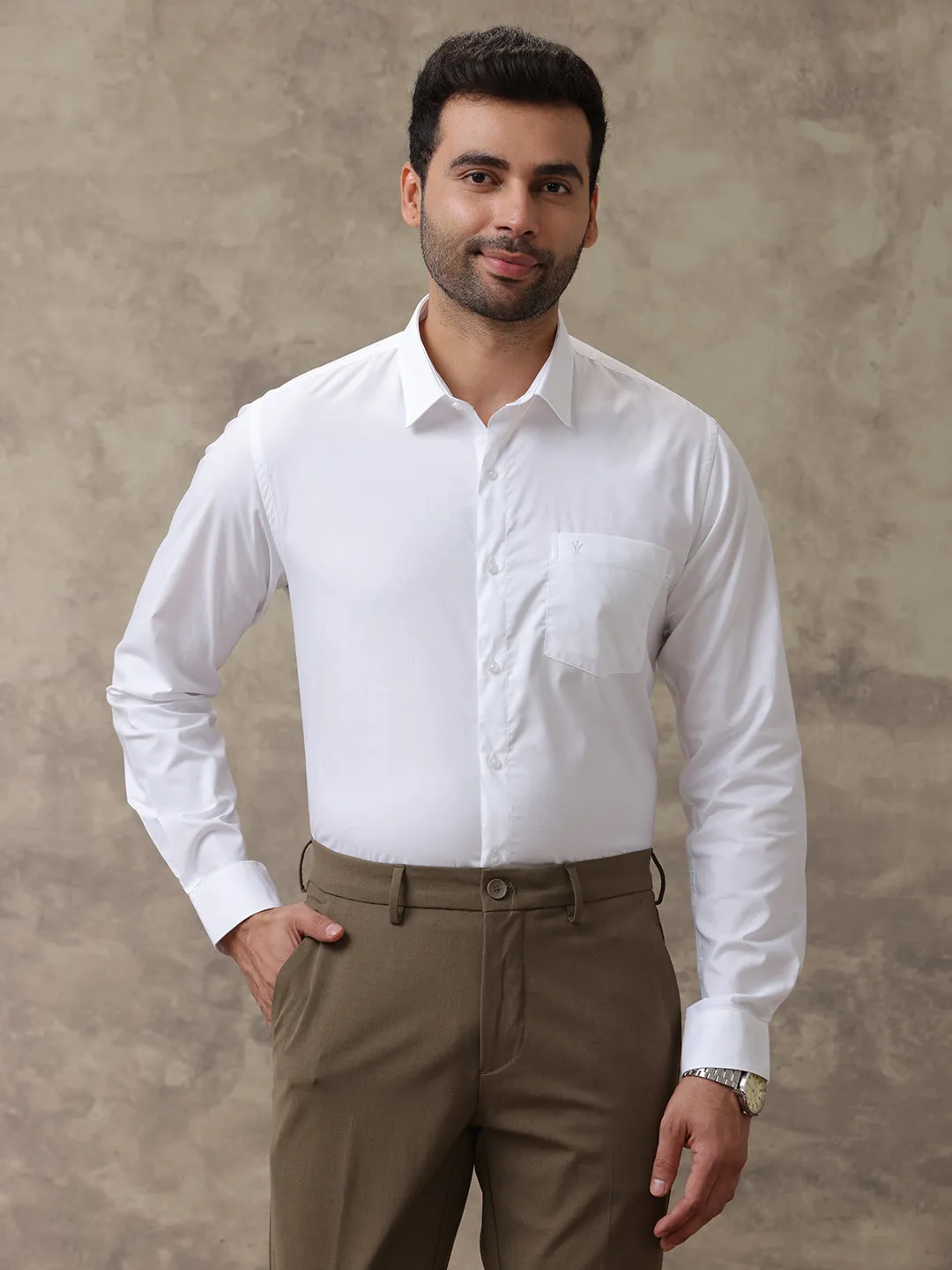 Men Giza Cotton White Shirt_4001