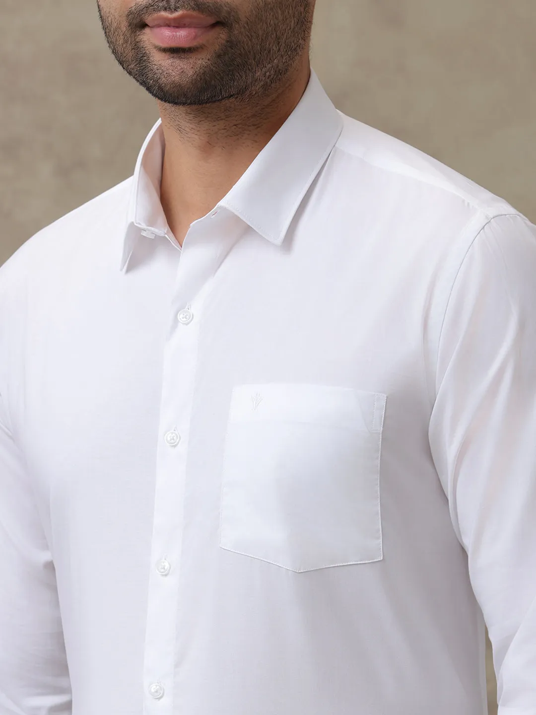 Men Giza Cotton White Shirt_4001