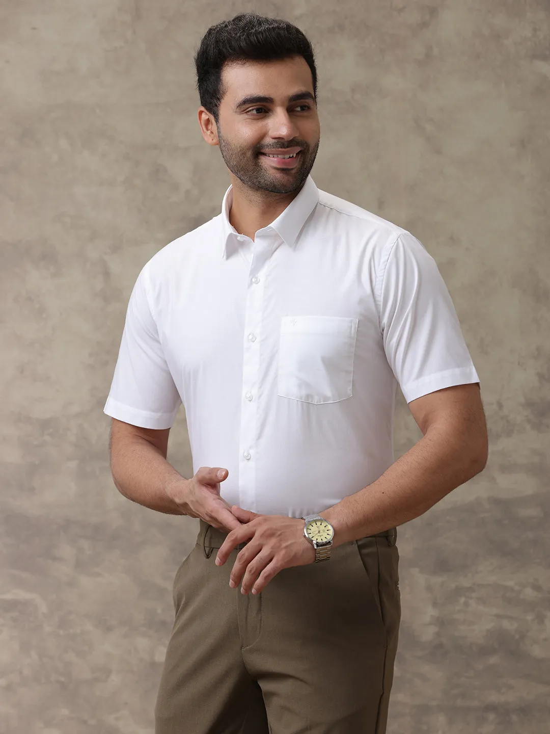 Men Wrinkle Free White Shirt Soft Touch Plus Size