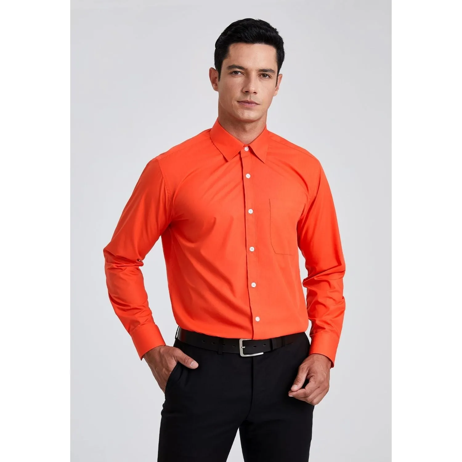 Men's Dress Shirt with Pocket - ORANGE