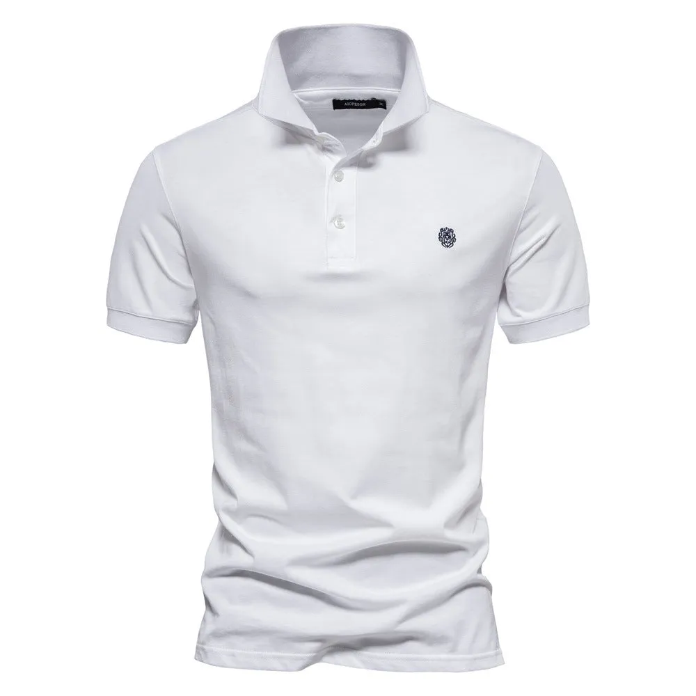 Men's Solid Color Casual Short Sleeve Polo Shirt | PL216