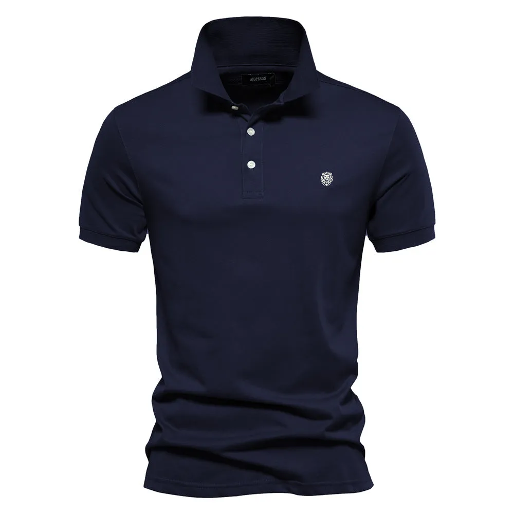 Men's Solid Color Casual Short Sleeve Polo Shirt | PL216