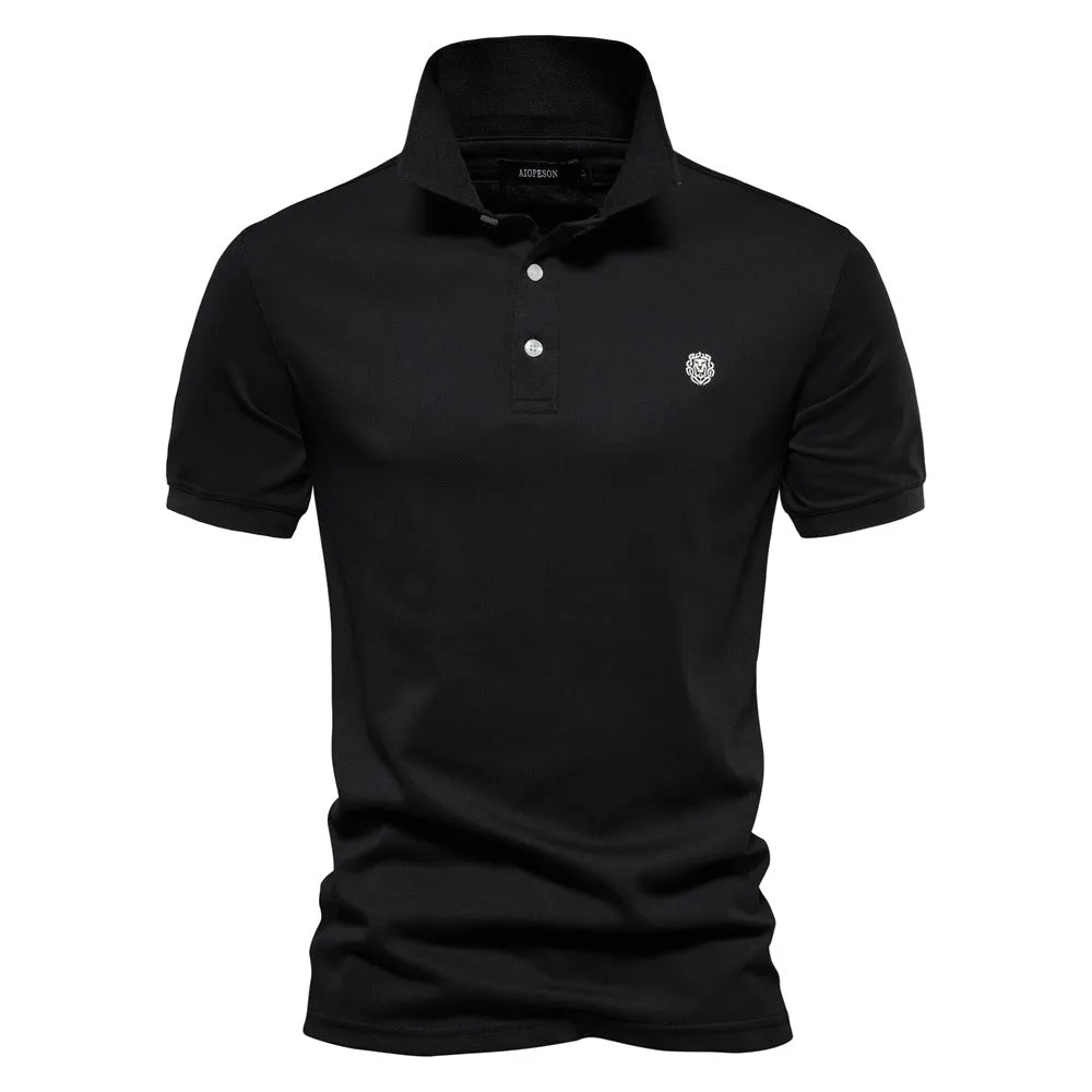 Men's Solid Color Casual Short Sleeve Polo Shirt | PL216