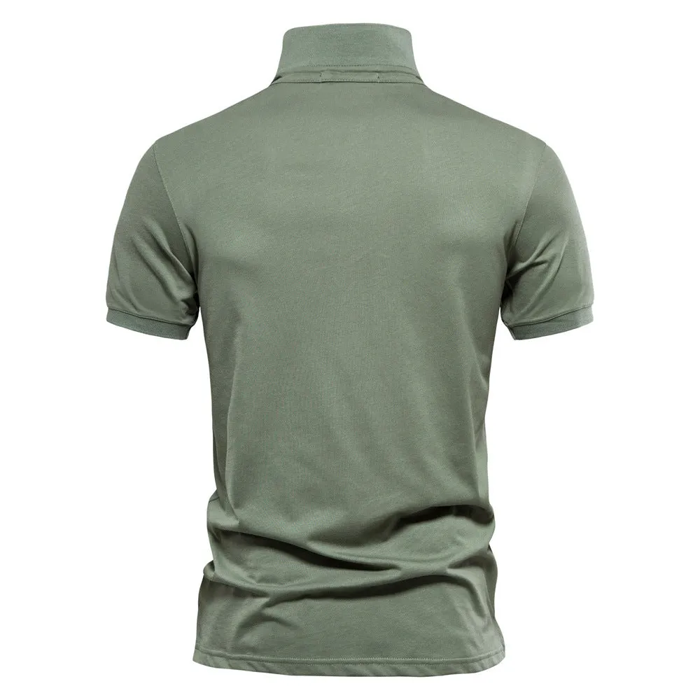 Men's Solid Color Casual Short Sleeve Polo Shirt | PL216