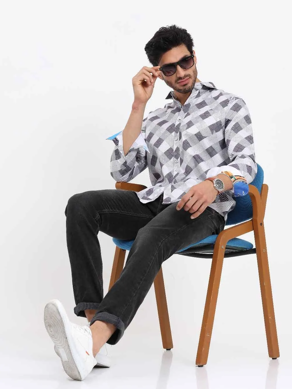 Monochrome Fun Printed Full Sleeve Shirt