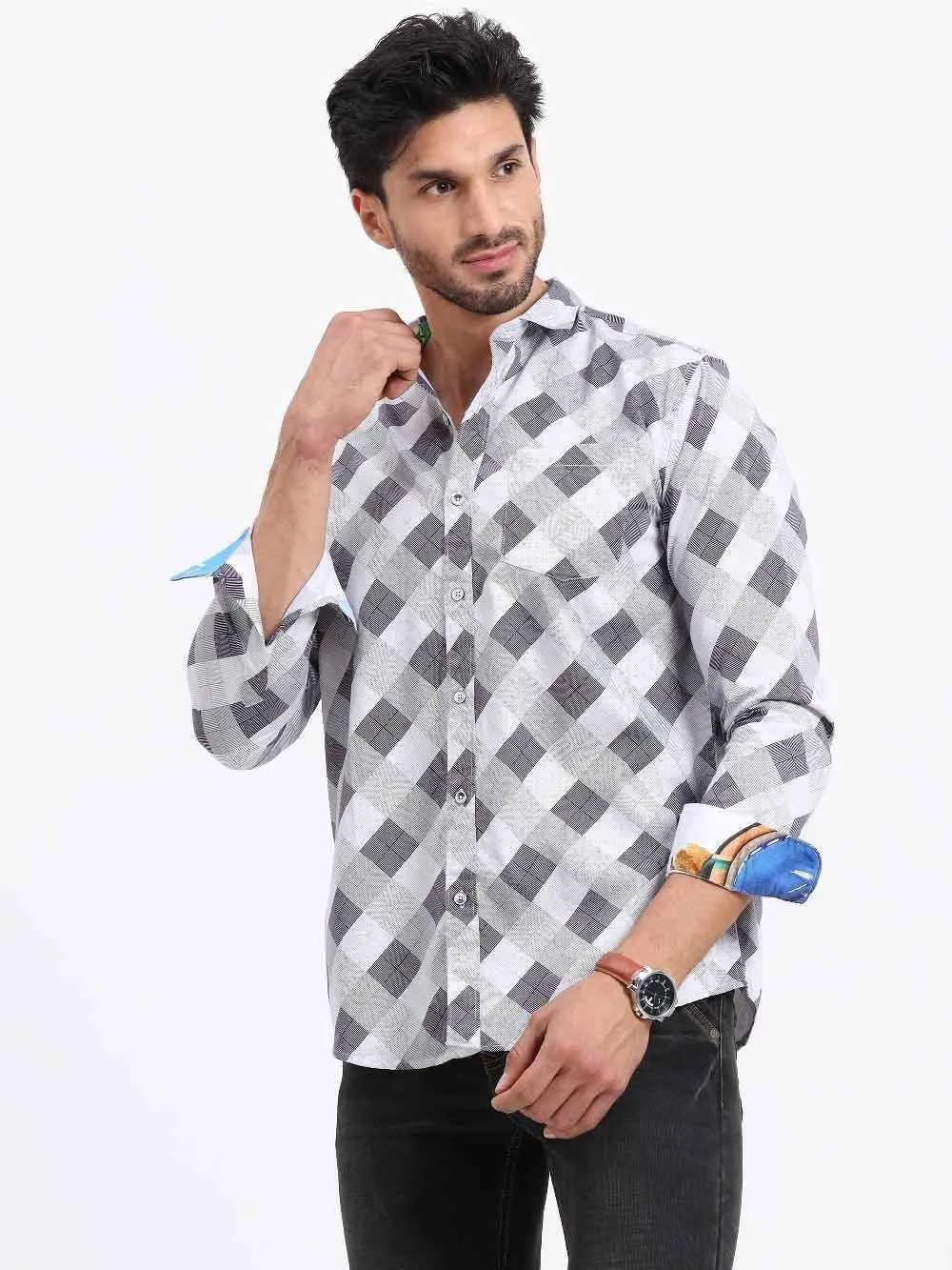 Monochrome Fun Printed Full Sleeve Shirt