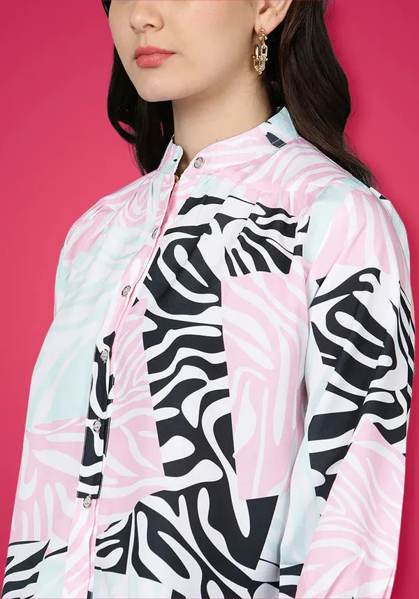 Multi-Colored Zebra Printed Women's Shirt