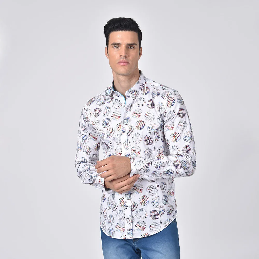 Multicolored Waffle Fries Button Down Print Shirt