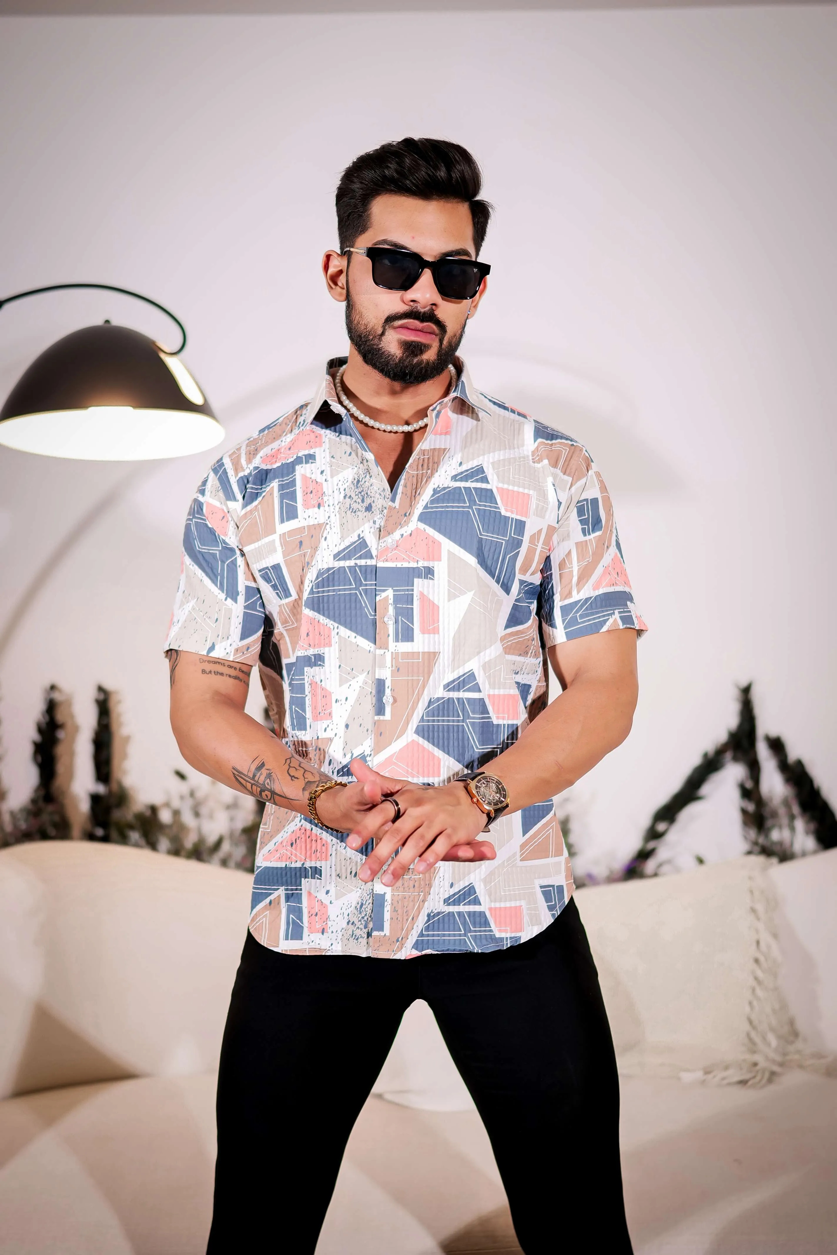 Mushroom Multicolor Half Sleeve Imported Premium Shirt for Men's