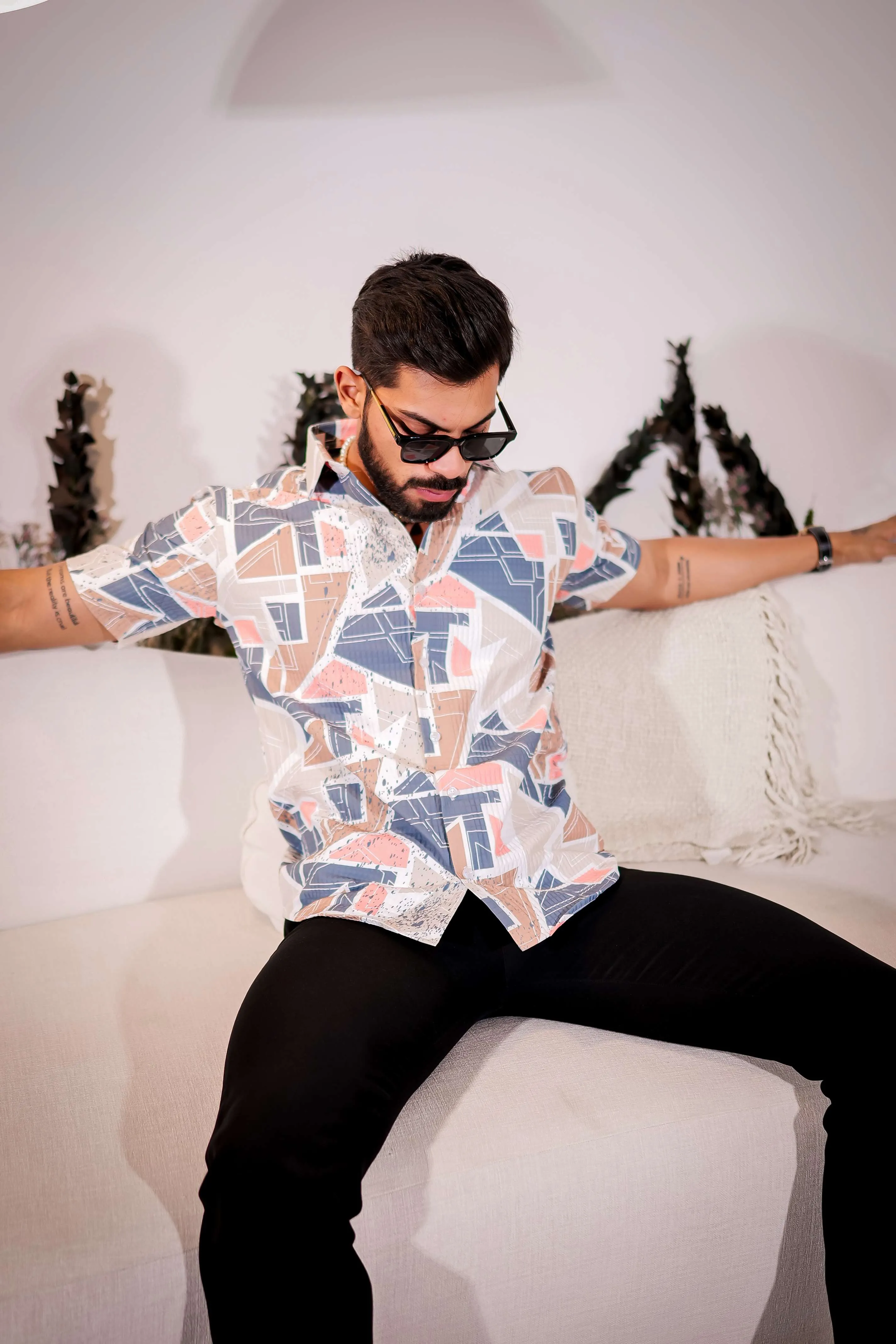 Mushroom Multicolor Half Sleeve Imported Premium Shirt for Men's