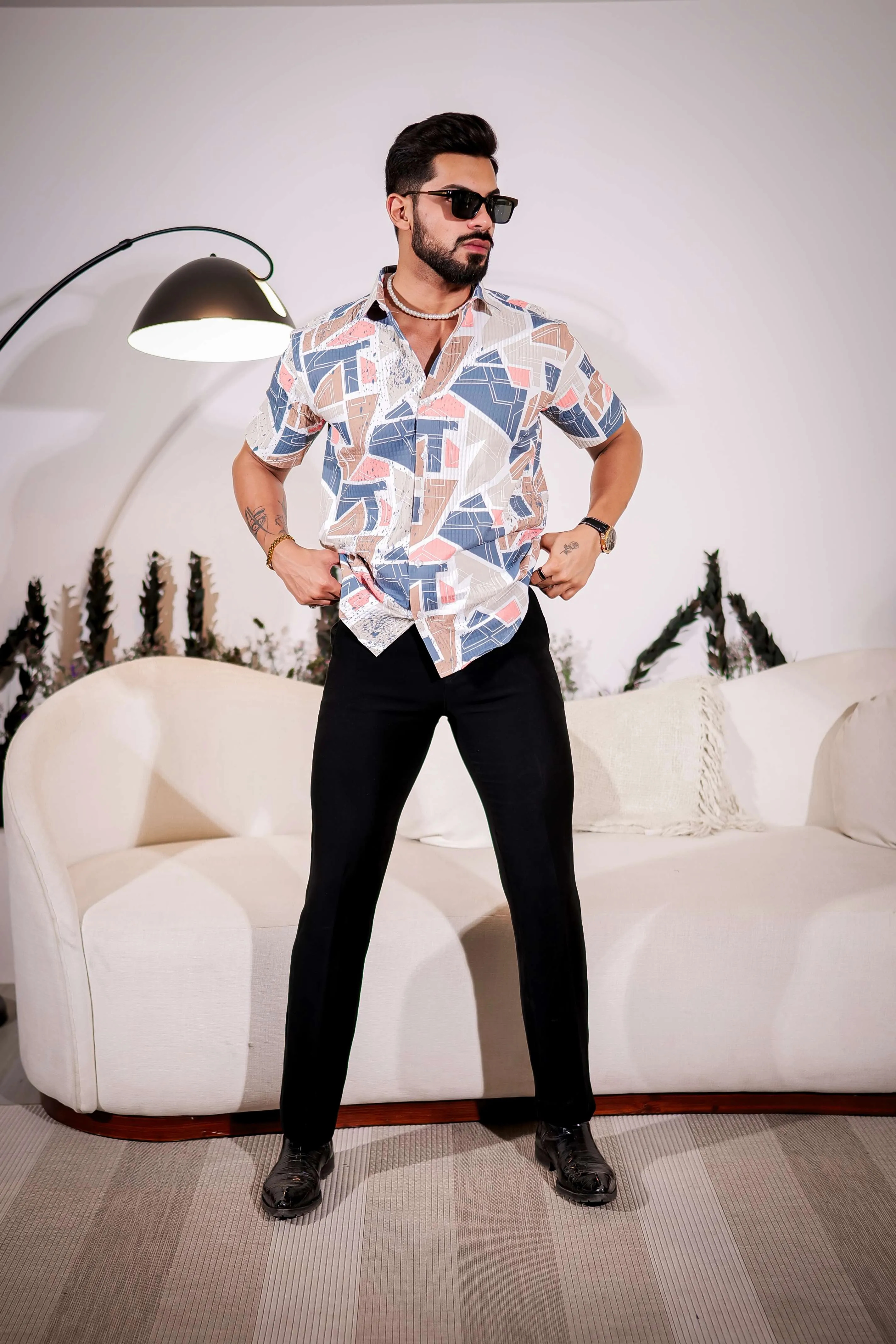 Mushroom Multicolor Half Sleeve Imported Premium Shirt for Men's