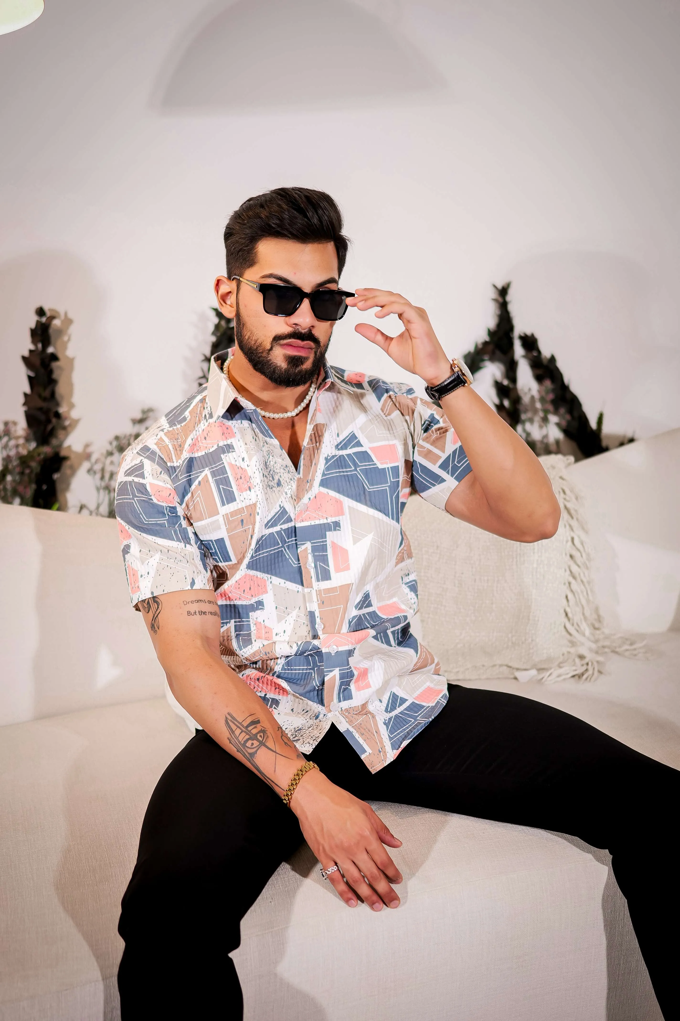 Mushroom Multicolor Half Sleeve Imported Premium Shirt for Men's