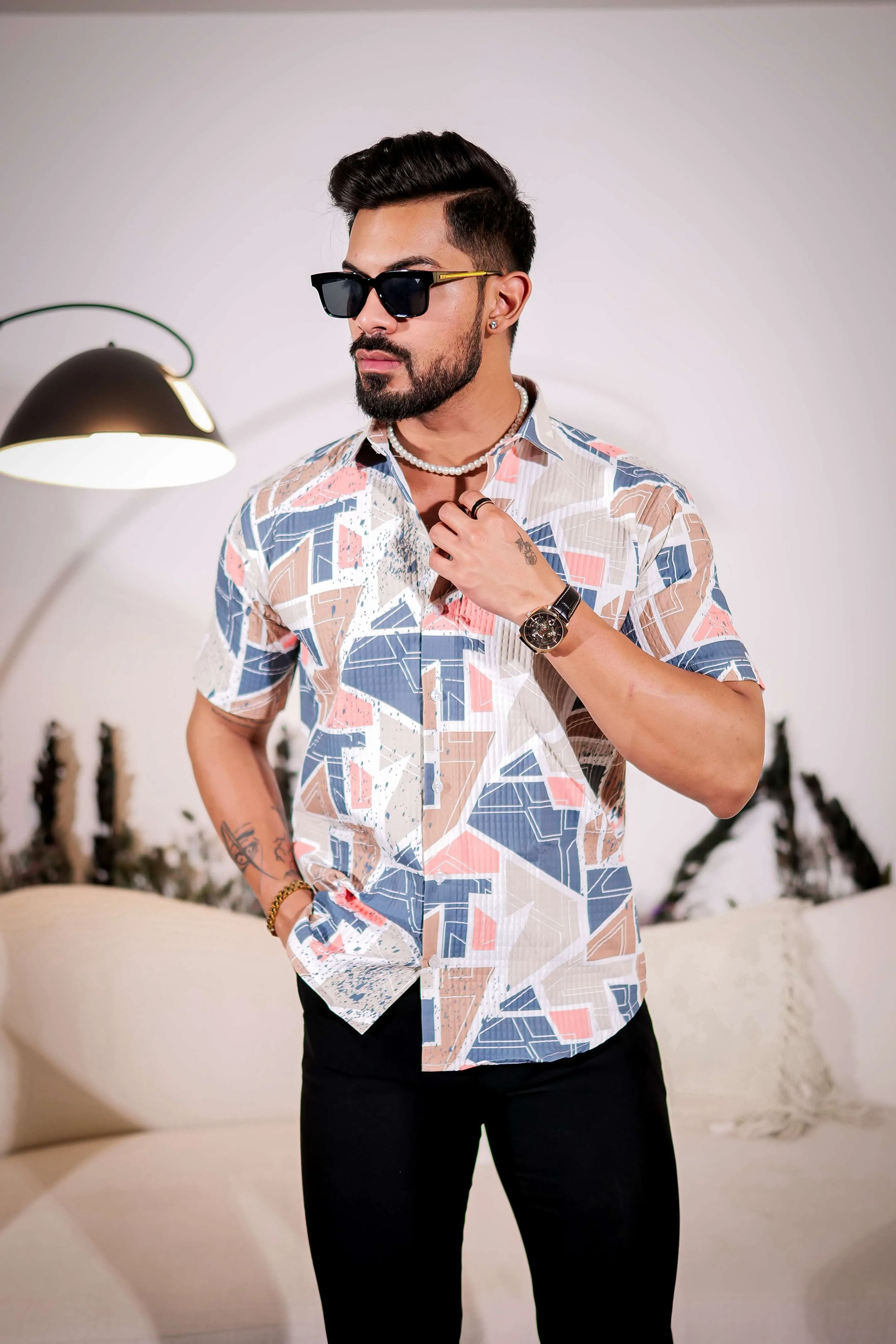 Mushroom Multicolor Half Sleeve Imported Premium Shirt for Men's