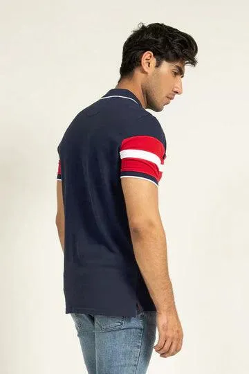 Navy Contrast Panel Polo