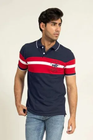 Navy Contrast Panel Polo