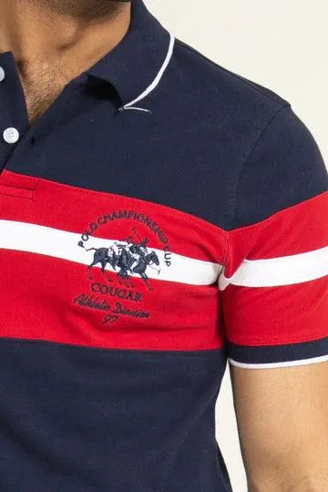 Navy Contrast Panel Polo