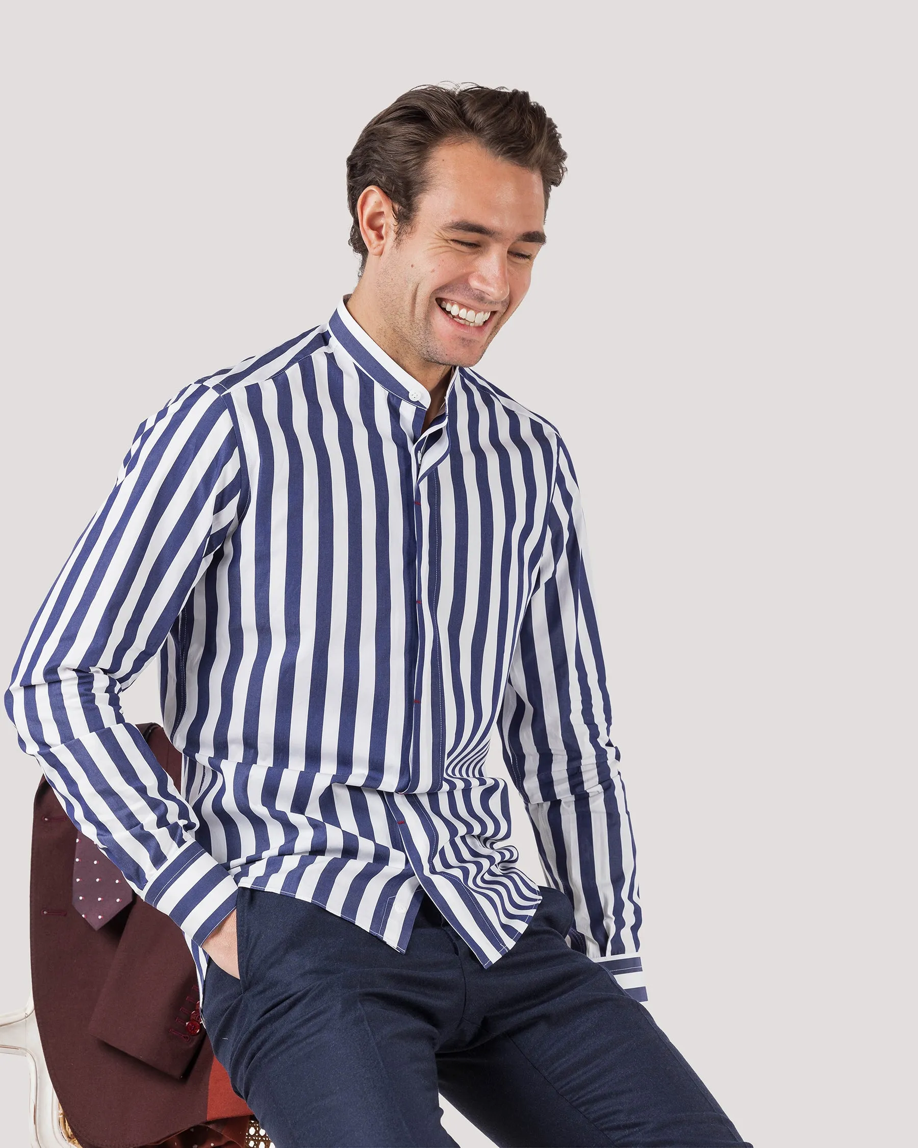 Navy Stripe Lock-Stitch Guru Shirt