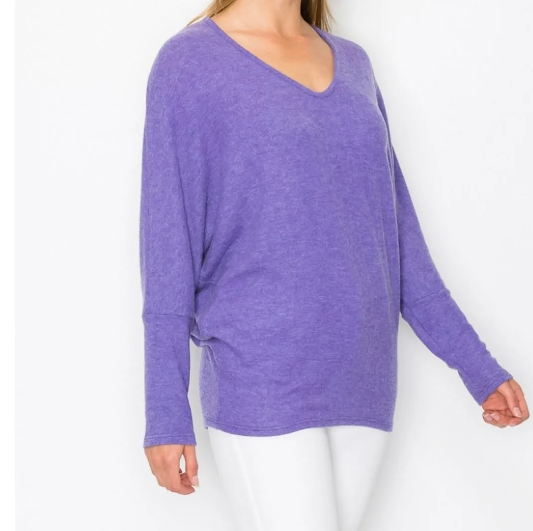 Our softest knit v-neck in comfy brushed Jersey- H. Navy